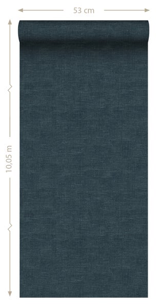 Origin Wallcoverings Tapete Leinen-Optik Dunkelblau - 53 cm x 10.05 m - 347863