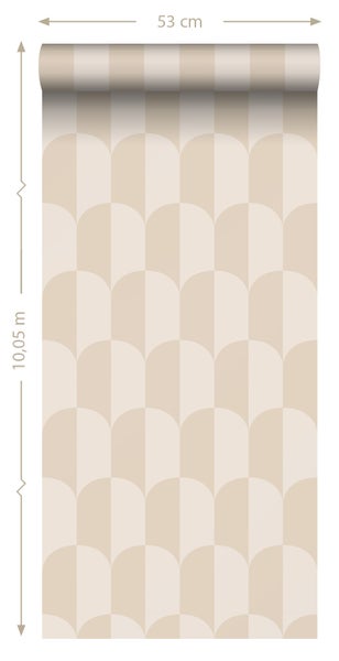 ESTAhome Tapete Art Decó Muster Beige und Sandbraun - 53 cm x 10.05 m - 139985