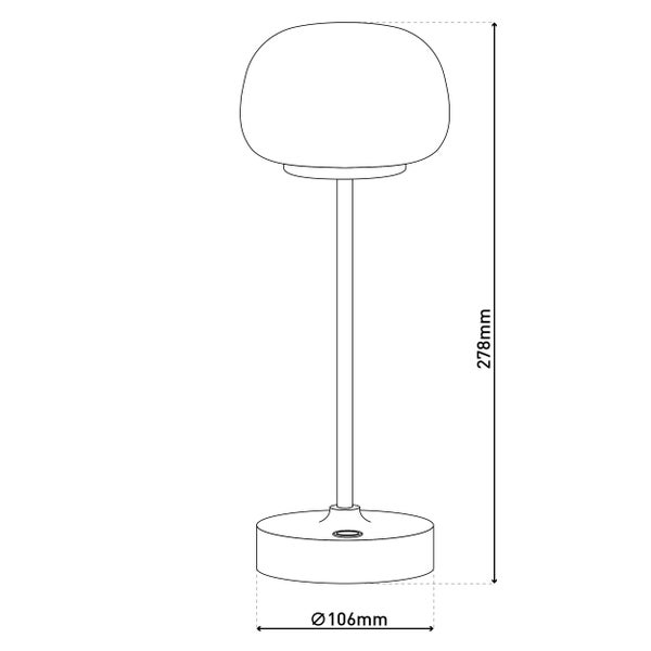 LED Akku-/ Tischleuchte PINA 30 cm hoch, aus Metall (weiß) und Glas (weiß), integrierte LEDs, warmweiß