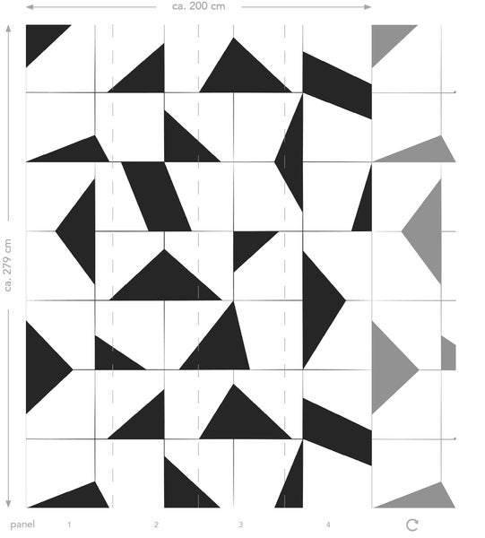 ESTAhome Fototapete Fliesenmuster Schwarz-Weiß - 200 x 279 cm - 158908