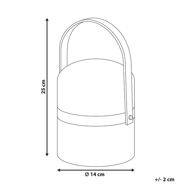 Abbildung eines Behälters mit einem Durchmesser von 14 cm und einer Höhe von 25 cm