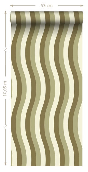 ESTAhome Tapete wellenförmige Streifen Grün - 50 x 900 cm - 131611
