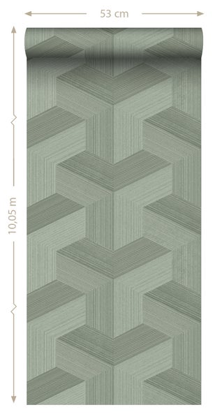 Origin Wallcoverings Tapete 3D-Muster Graugrün - 53 cm x 10.05 m - 347951