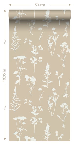 ESTAhome Tapete Feldblumen Sandbeige - 53 cm x 10.05 m - 139484
