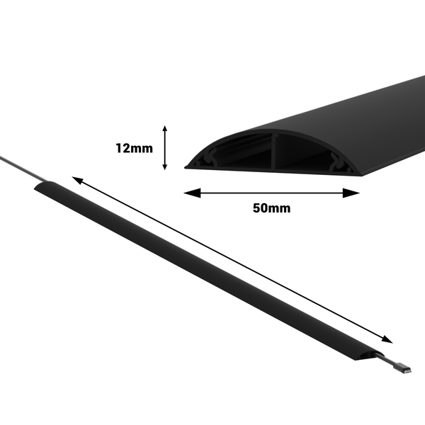 CILSON WDK5012SS Art.-Nr. 6700360 Kabelkanal 50 x 12 mm x 2.000 mm - Trittfest, selbstklebend mit Bodenbelochung, schwarz RAL 9005
