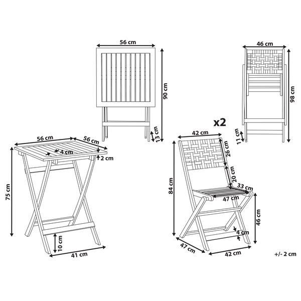 Bistro Set CONIOLO Akazienholz Braun / Schwarz