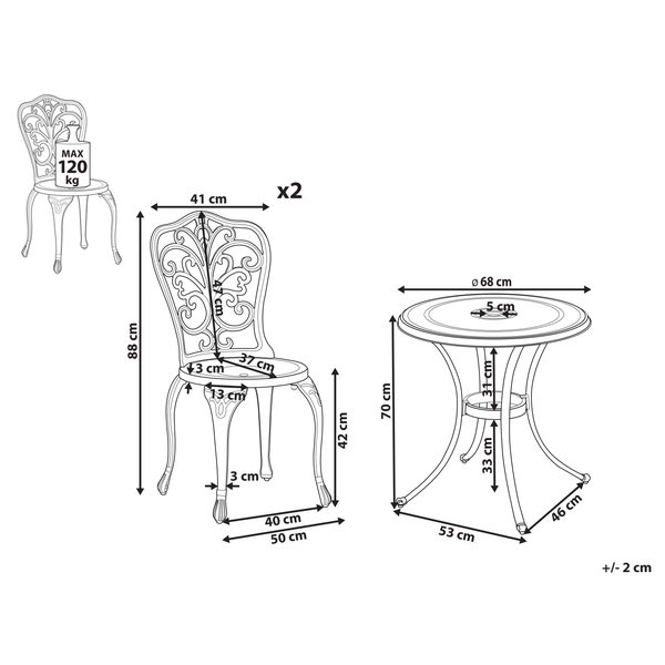 Bistro Set TRIORA/ANDALO Metall Braun