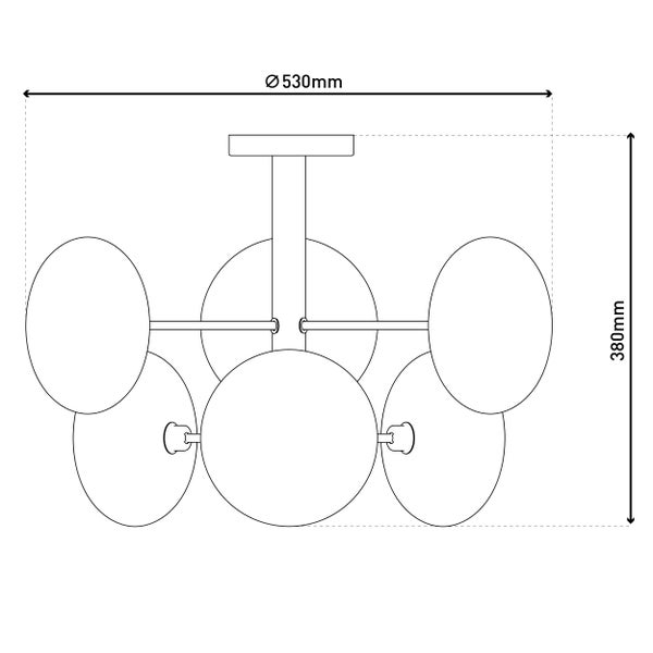 Deckenleuchte ORION Ø ca. 53 cm amber, aus messingfarbenem Metall und Glas in amber, G9-Sockel, Beleuchtung für Wohnzimmer, Esszimmer oder Büro.