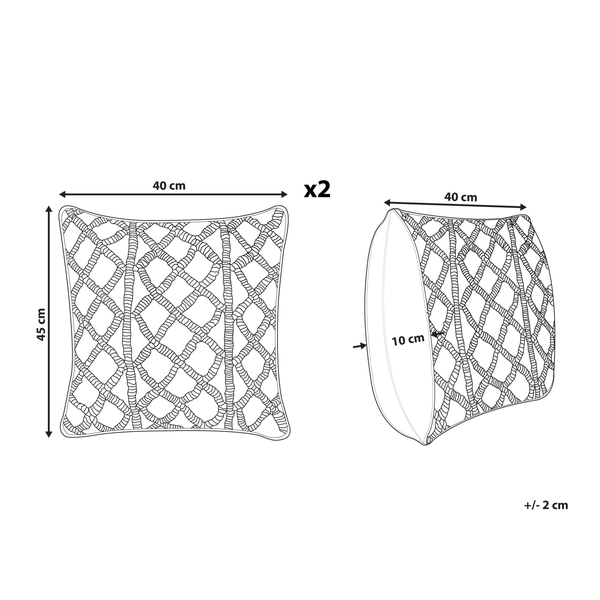 Dekokissen 2er Set GOREME Baumwolle 45 x 45 cm Hellbeige Geometrisches Muster