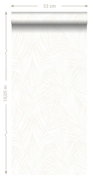 Origin Wallcoverings Tapete Palmenblätter Weiß - 53 cm x 10.05 m - 347741