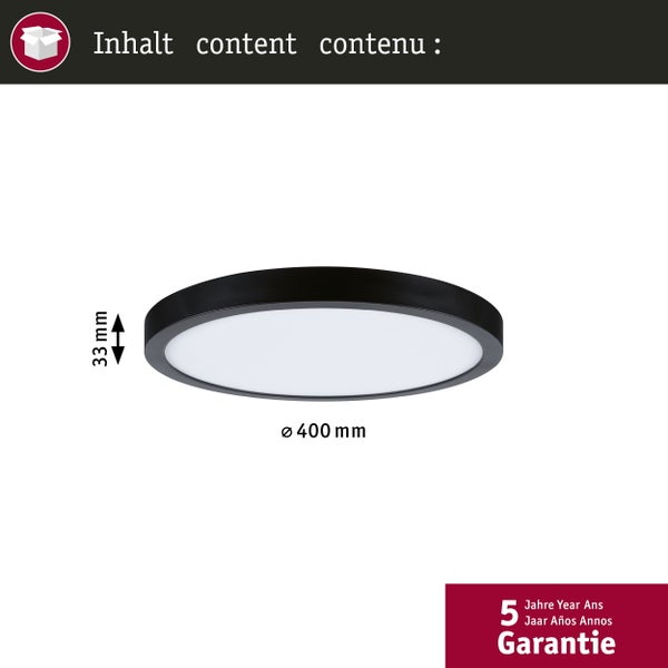 Deckenleuchte mit Durchmesser 400 Millimeter und 33 Millimeter Höhe sowie fünf Jahre Garantie