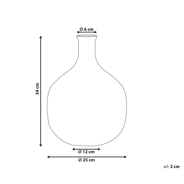Skizze einer Vase mit Höhen- und Durchmesserangaben