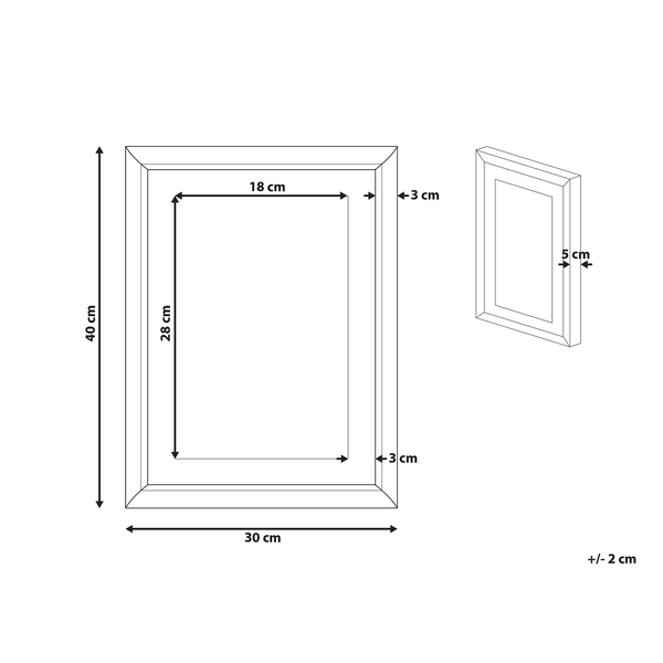 Größenangaben zu einem Bilderrahmen mit den Maßen 40 x 30 cm