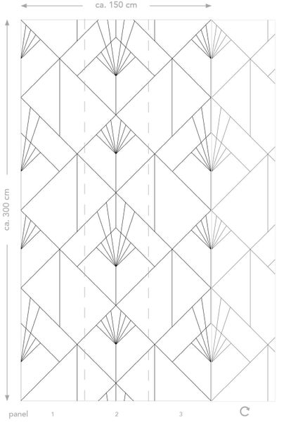 ESTAhome Fototapete Art Decó Muster Weiß und Schwarz - 150 x 300 cm - 158934