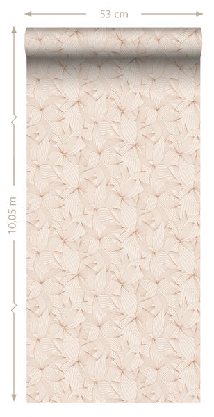 ESTAhome Tapete gezeichnete Blätter Sandbeige - 50 x 900 cm - 139494