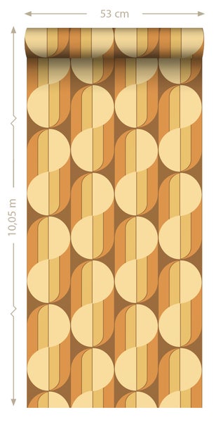 ESTAhome Tapete Retro-Ornamente Orange und Braun - 50 x 900 cm - 131591