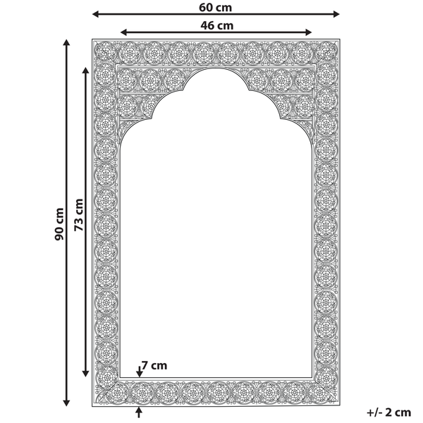 Abmessungen der Duschkabine mit floralem Muster: 90 cm Höhe, 60 cm Breite, 7 cm Profilstärke