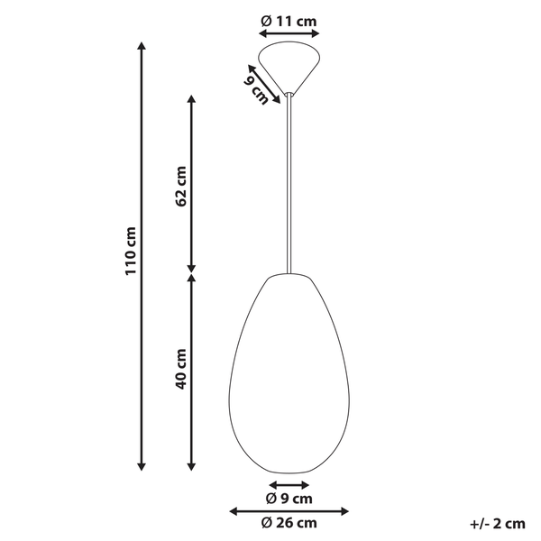 Abmessungen einer Pendelleuchte, Gesamtlänge 110 cm