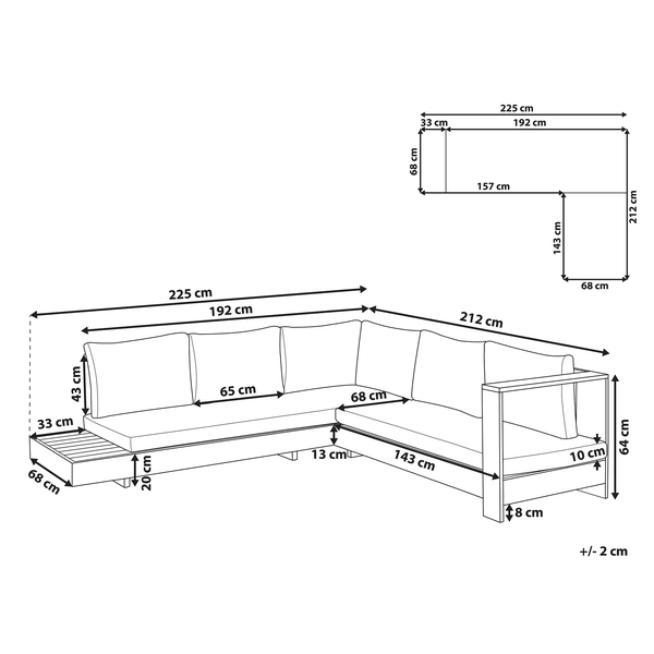 Garten Ecksofa 5-Sitzer MARETTIMO linksseitig zertifiziertes Akazienholz Braun