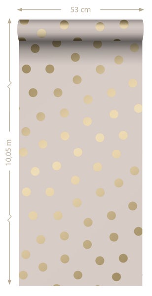 ESTAhome Tapete Punkte Hellrosa und Gold - 53 cm x 10.05 m - 139244