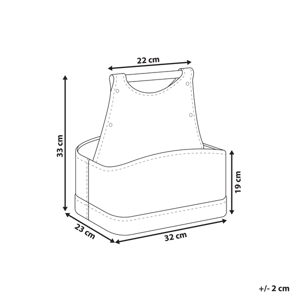 Abmessungen einer Aufbewahrungstasche
