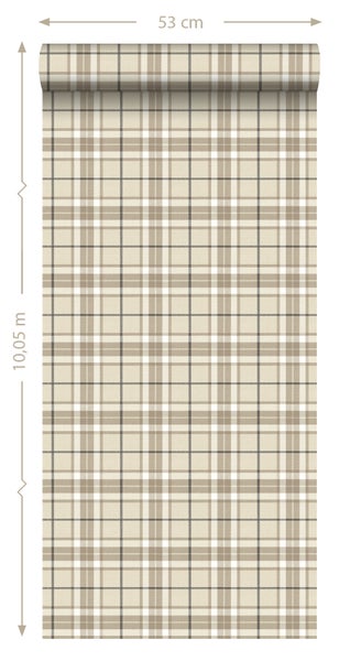 ESTAhome Tapete Karomuster Beige und Braun - 53 cm x 10.05 m - 137723