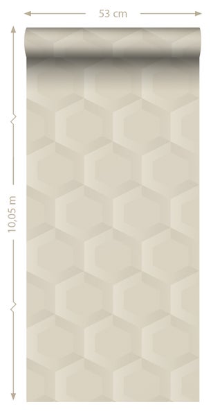 Origin Wallcoverings Tapete 3D Wabenmuster Hellbeige - 53 cm x 10.05 m - 348018