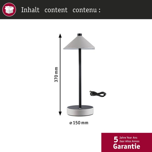 Mobile Tischleuchte Pellini White Switch 300lm 2W Schwarz matt, Beige
