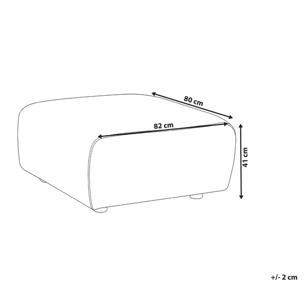 Skizze eines Hockers mit den Maßen 82 cm Länge, 80 cm Breite und 41 cm Höhe