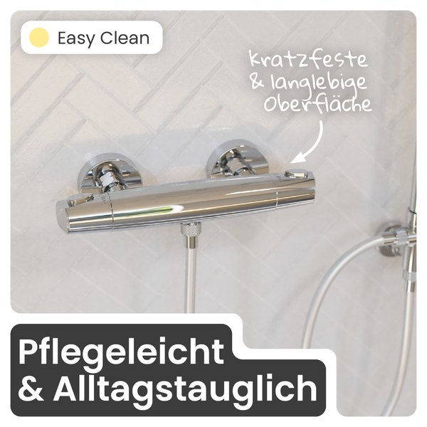 Aufputz Duscharmatur mit kratzfester und langlebiger Oberfläche, einfache Reinigung und alltagstauglich