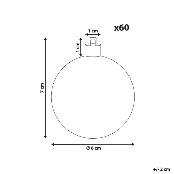 Abbildung einer Christbaumkugel mit Maßangaben