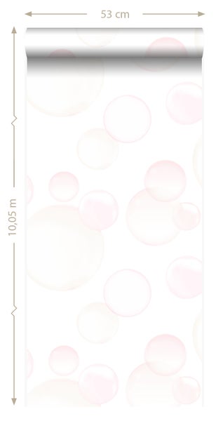 Origin Wallcoverings Tapete Luftblasen Weiß, Puderrosa und Pfirsichorange - 53 cm x 10.05 m - 337214