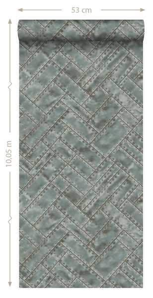 Origin Wallcoverings Tapete Metallplatten Hellgrau - 53 cm x 10.05 m - 337242
