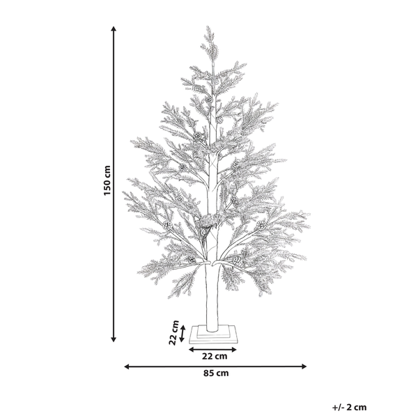 Skizze eines künstlichen Weihnachtsbaums mit Höhenangabe 150 Zentimeter