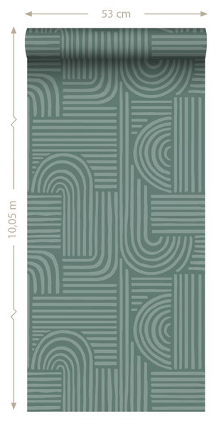 Origin Wallcoverings Tapete 3D-Muster Petrolgrün - 50 x 900 cm - 347874