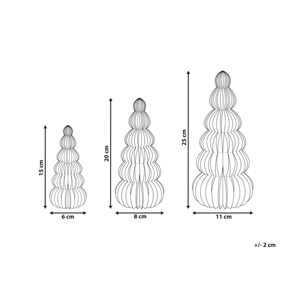 Dekorative Weihnachtsbäume in Beige/Rot im 3er-Set DHAULAGIRI