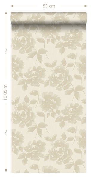 Origin Wallcoverings Tapete Rosen Creme-Beige - 53 cm x 10.05 m - 347031
