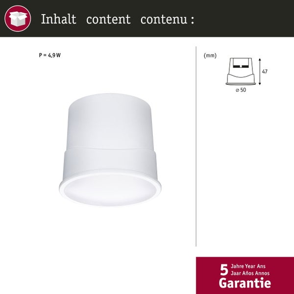 LED Modul Einbauleuchte Smart Home Zigbee 3.0 Base Coin 1er-Set rund 50mm Coin 4,9W 430lm 230V dimmbar 3000K Satin