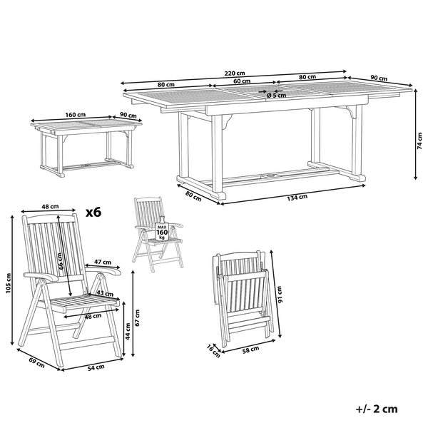 Gartenmöbel Set 6-Sitzer AMANTEA Akazienholz Dunkelbraun