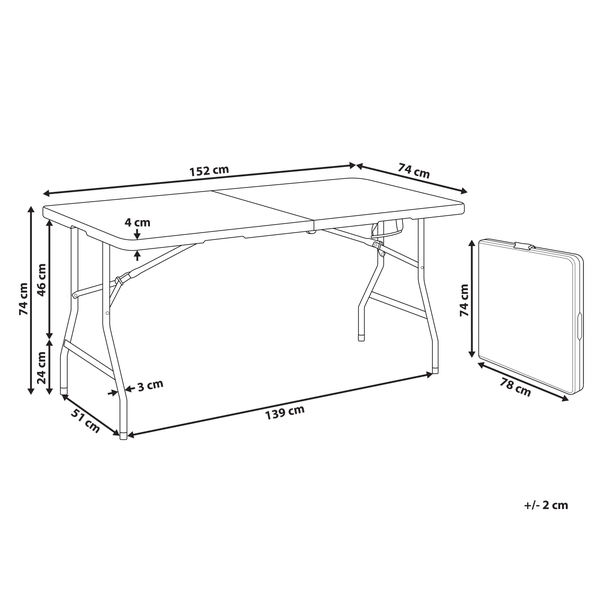 Gartentisch für 4 Personen CUGNOLI 152 cm 74 cm Weiß