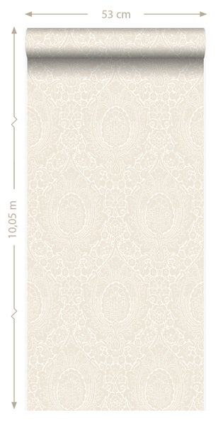 Origin Wallcoverings Tapete Ornamente Blütenweiß - 53 cm x 10.05 m - 345425