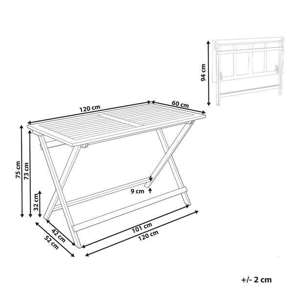 Gartentisch PROSSEDI 120 cm 60 cm Akazienholz Braun
