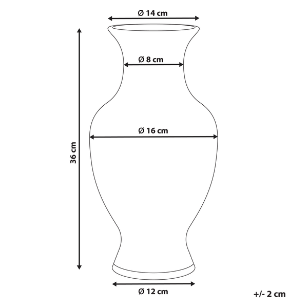 Skizze einer Blumenvase mit Größenangaben