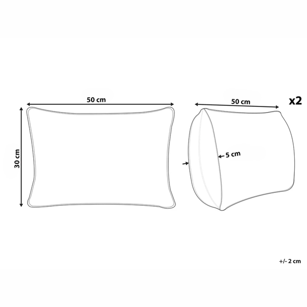Maßangaben für ein Kissen, 50 mal 30 Zentimeter, im 2er Pack