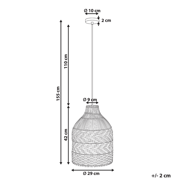 Hängeleuchte TURABO Rattan Schwarz / Weiß
