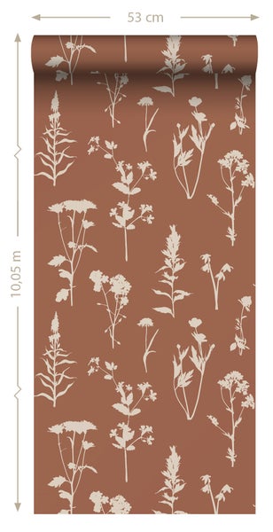 ESTAhome Tapete Feldblumen Terrakotta - 53 cm x 10.05 m - 139396