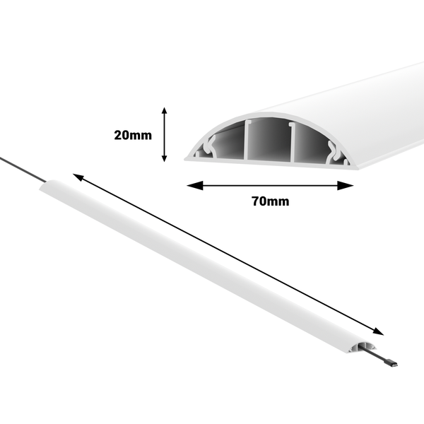 CILSON WDK7020SW Art.-Nr. 6700370 Kabelkanal 70 x 20 mm x 2.000 mm - Trittfest, selbstklebend mit Bodenbelochung, weiß RAL 9010
