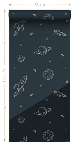 ESTAhome Glow-in-the-dark Tapete Weltraum Dunkelblau - 53 cm x 10.05 m - 139761