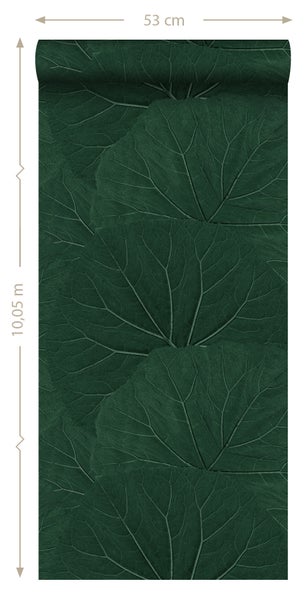 ESTAhome Tapete große Blätter Emeraldgrün - 53 cm x 10.05 m - 138997
