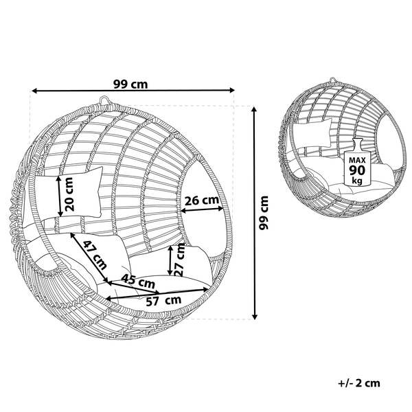 Hängesessel ASPIO Polyrattan Naturfarben